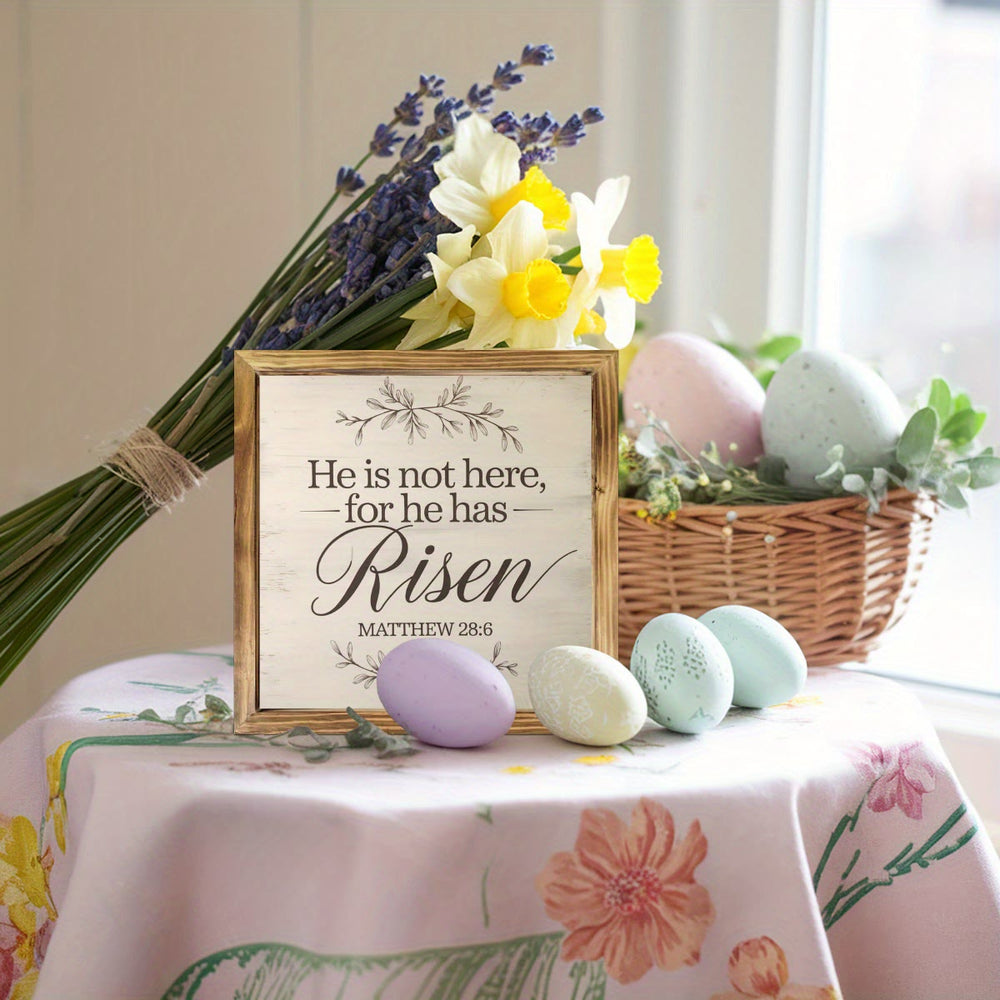 Christianartworkshop "Risen" Wooden Easter Dekstop Decor Ornament: A Faith - inspired Ornament for Spring - image 2