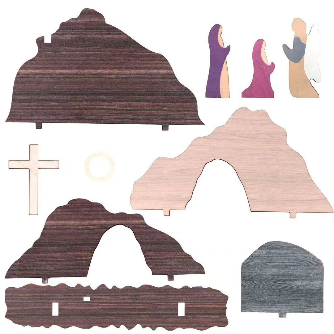 Christianartworkshop He is Risen Cross and Angels Wooden Easter Dekstop Decor Ornament - image 4