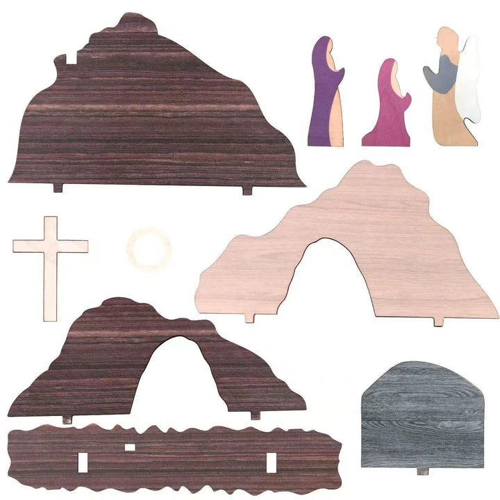 Christianartworkshop He is Risen Cross and Angels Wooden Easter Dekstop Decor Ornament - image 4