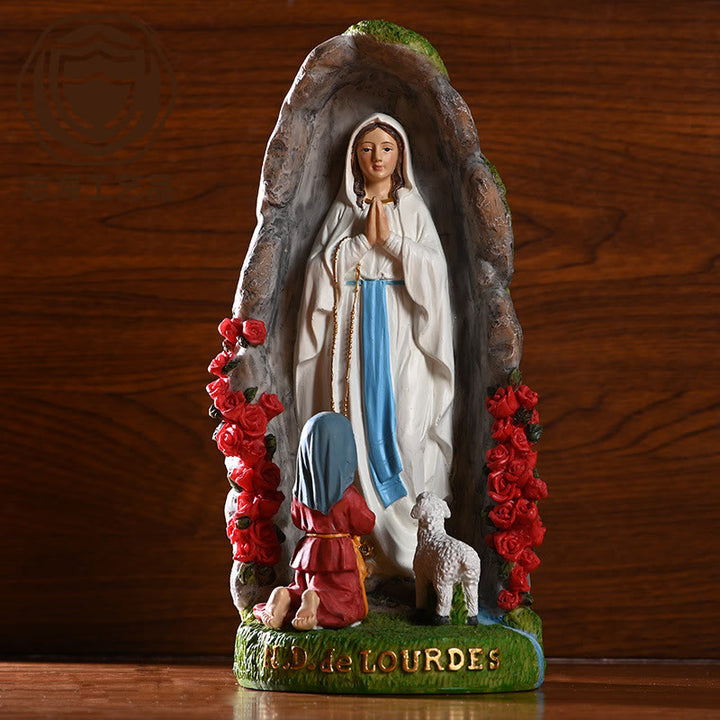 Christianartworkshop Our Lady of Lourdes & Lamb Resin Dekstop Decor Ornament - Resin - image 1