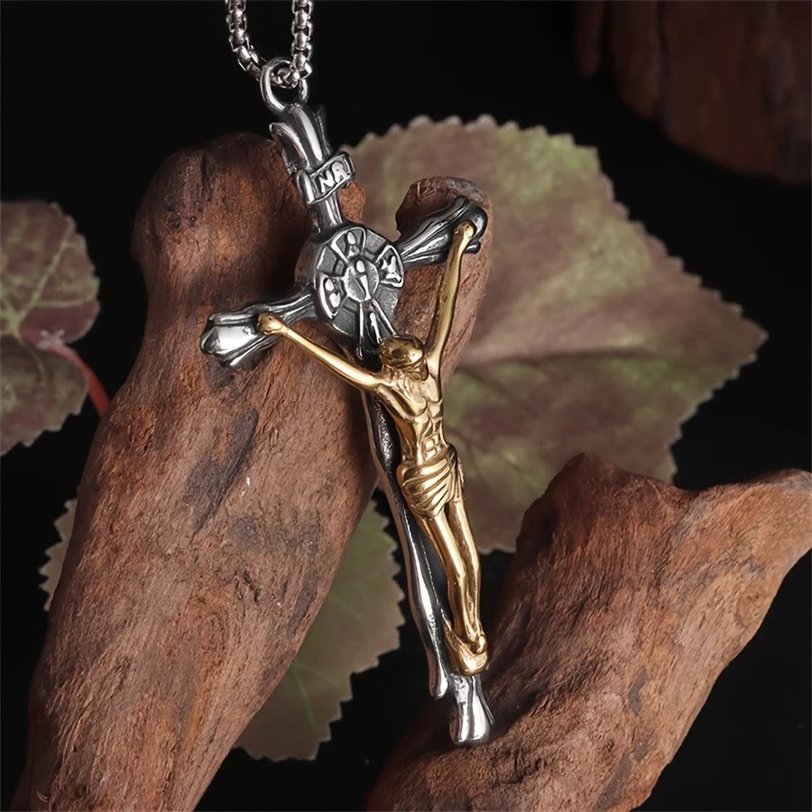 Christianartworkshop Two-tone Steel Crafted Crucifix Necklace - The Divine Sacrifice - image 2