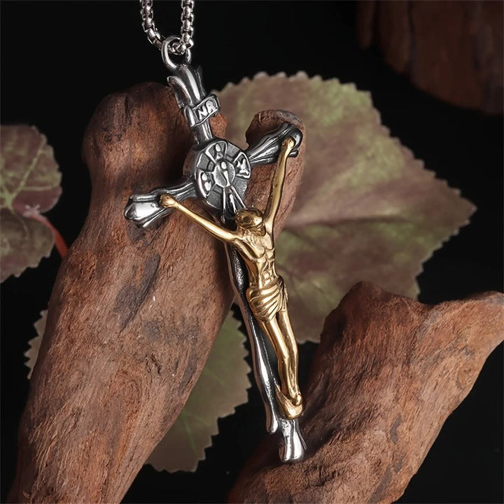 Christianartworkshop Two-tone Steel Crafted Crucifix Necklace - The Divine Sacrifice - image 2