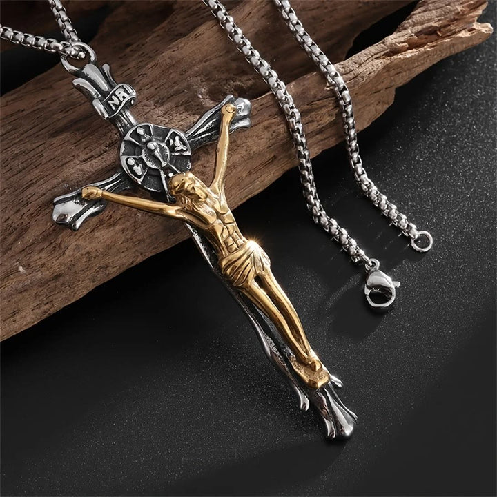 Christianartworkshop Two-tone Steel Crafted Crucifix Necklace - The Divine Sacrifice - image 4