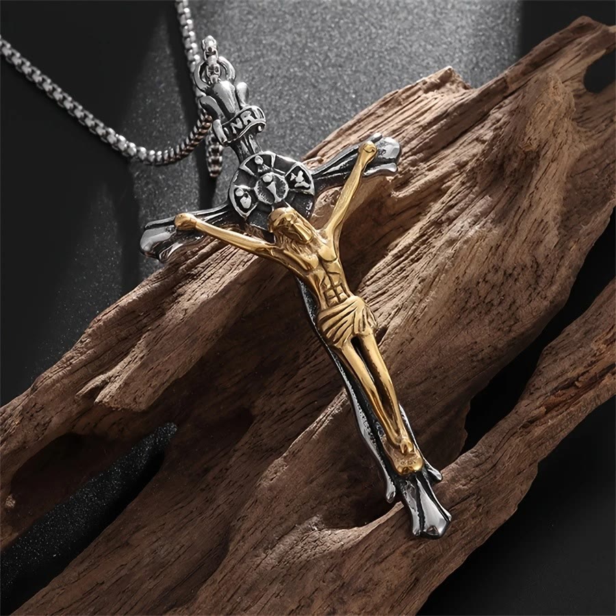 Christianartworkshop Two-tone Steel Crafted Crucifix Necklace - The Divine Sacrifice - image 5