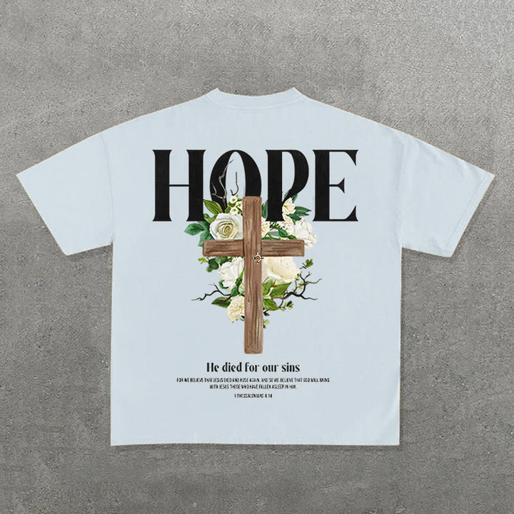 Christianartworkshop Hope Cross Print T-Shirt - Blue - 2XL - image 3