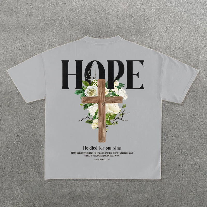 Christianartworkshop Hope Cross Print T-Shirt - Grey - 2XL - image 8