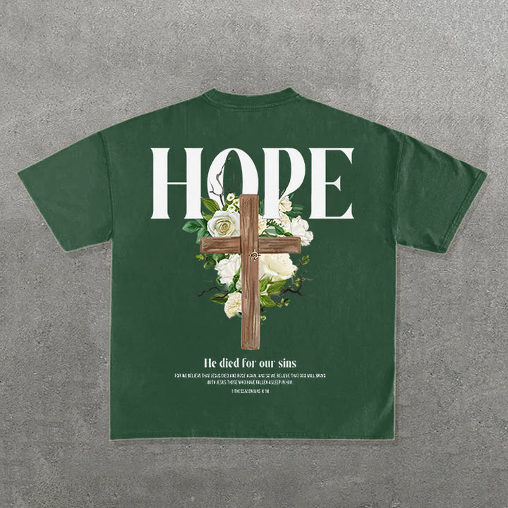 Christianartworkshop Hope Cross Print T-Shirt