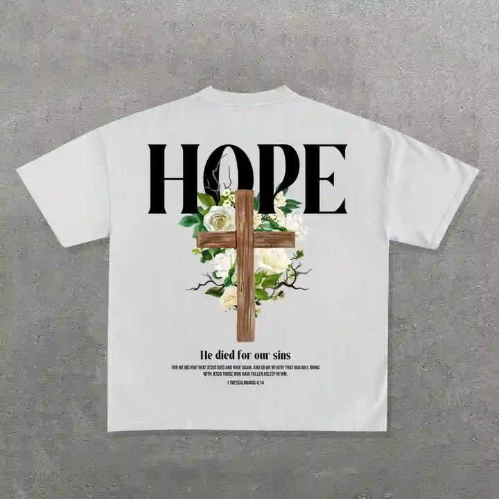Christianartworkshop Hope Cross Print T-Shirt - White - 2XL - image 1
