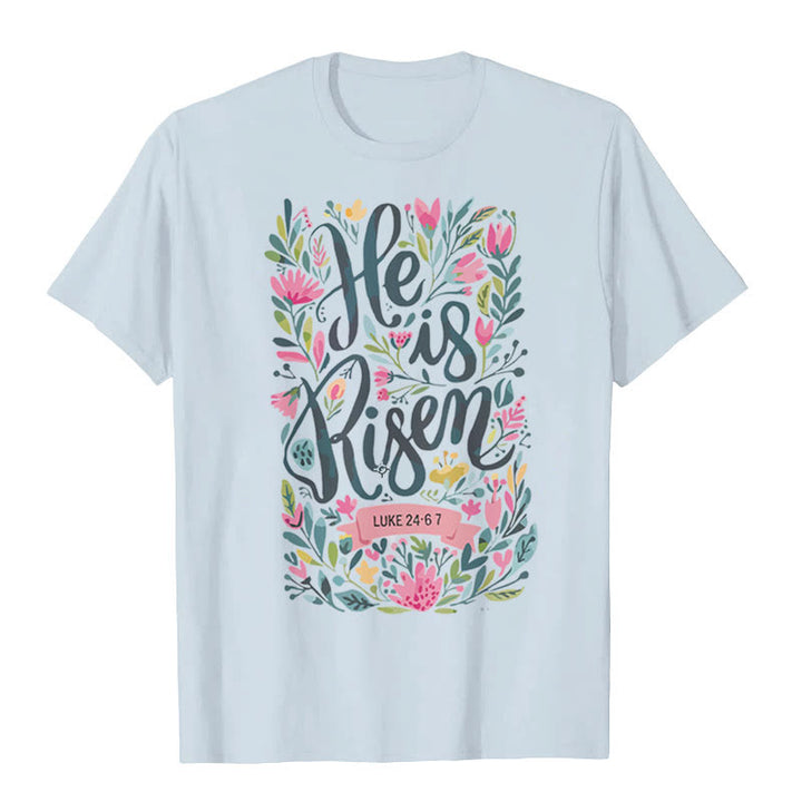 Christianartworkshop He Is Risen Floral Print Graphic T-Shirt