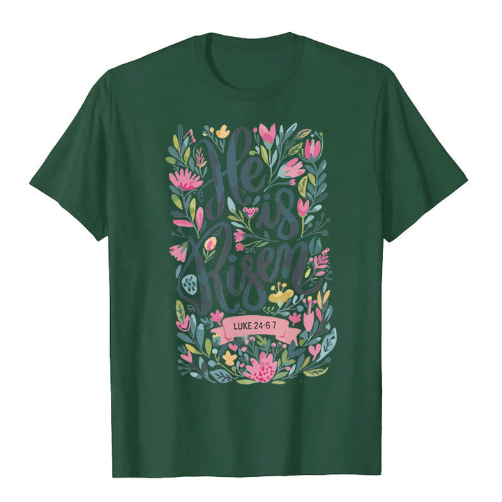 Christianartworkshop He Is Risen Floral Print Graphic T-Shirt