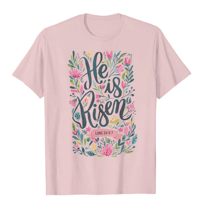 Christianartworkshop He Is Risen Floral Print Graphic T-Shirt