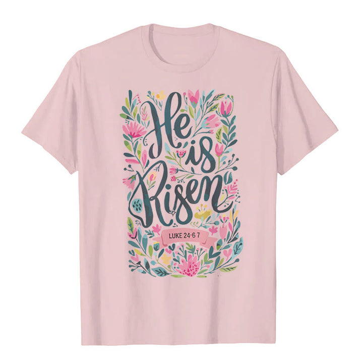 Christianartworkshop He Is Risen Floral Print Graphic T-Shirt