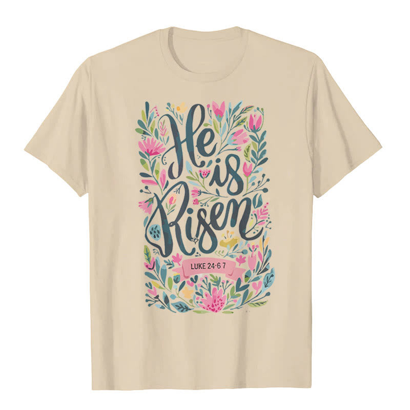 Christianartworkshop He Is Risen Floral Print Graphic T-Shirt