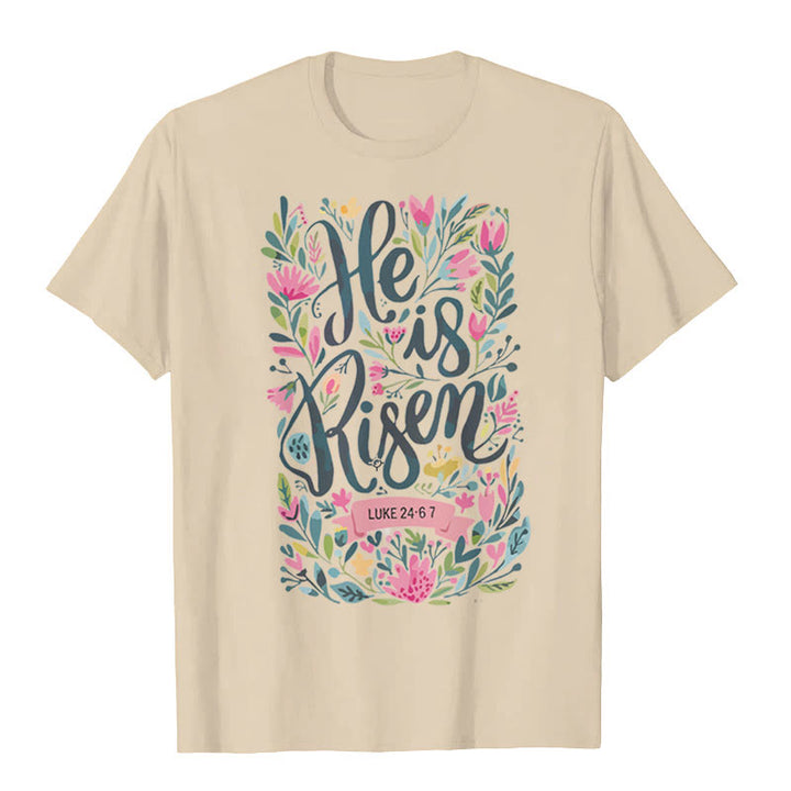 Christianartworkshop He Is Risen Floral Print Graphic T-Shirt