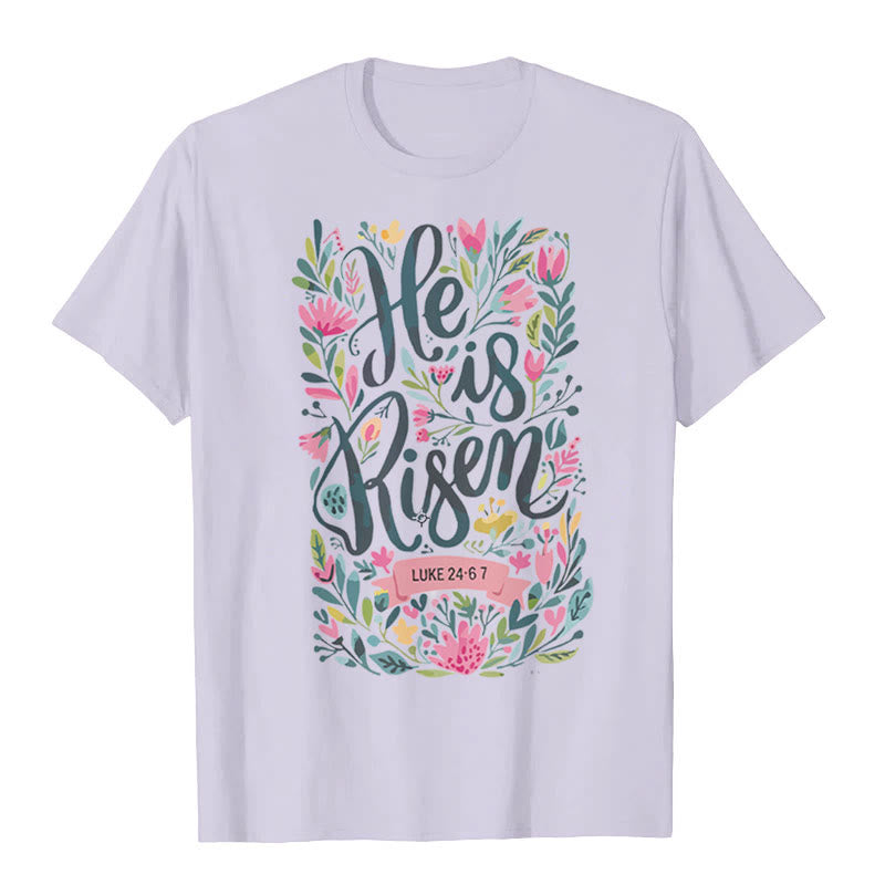 Christianartworkshop He Is Risen Floral Print Graphic T-Shirt