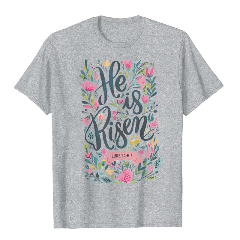 Christianartworkshop He Is Risen Floral Print Graphic T-Shirt