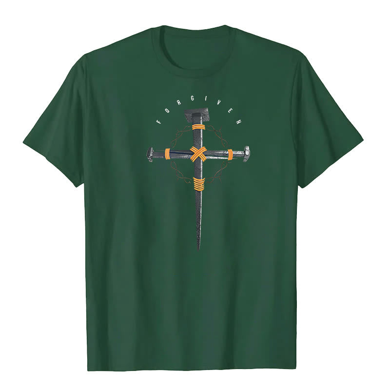 Christianartworkshop Forgiven Cross T-Shirt - Dark Green - 2XL - image 6