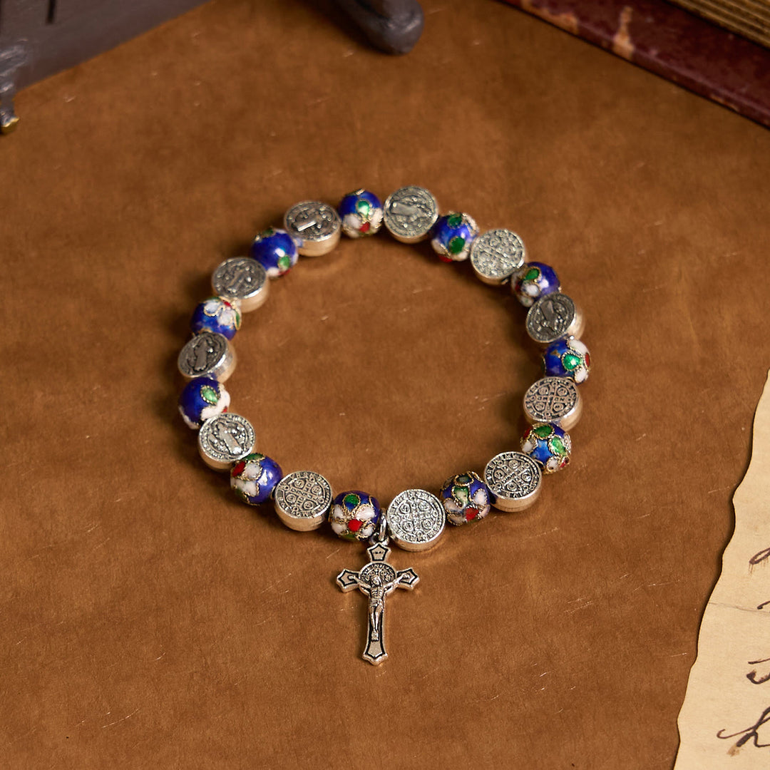 Christianartworkshop Handcrafted Blue Cloisonné Beads Divine Blessing Bracelet: A Symbol of Faith - Cloisonné Beads - image 1