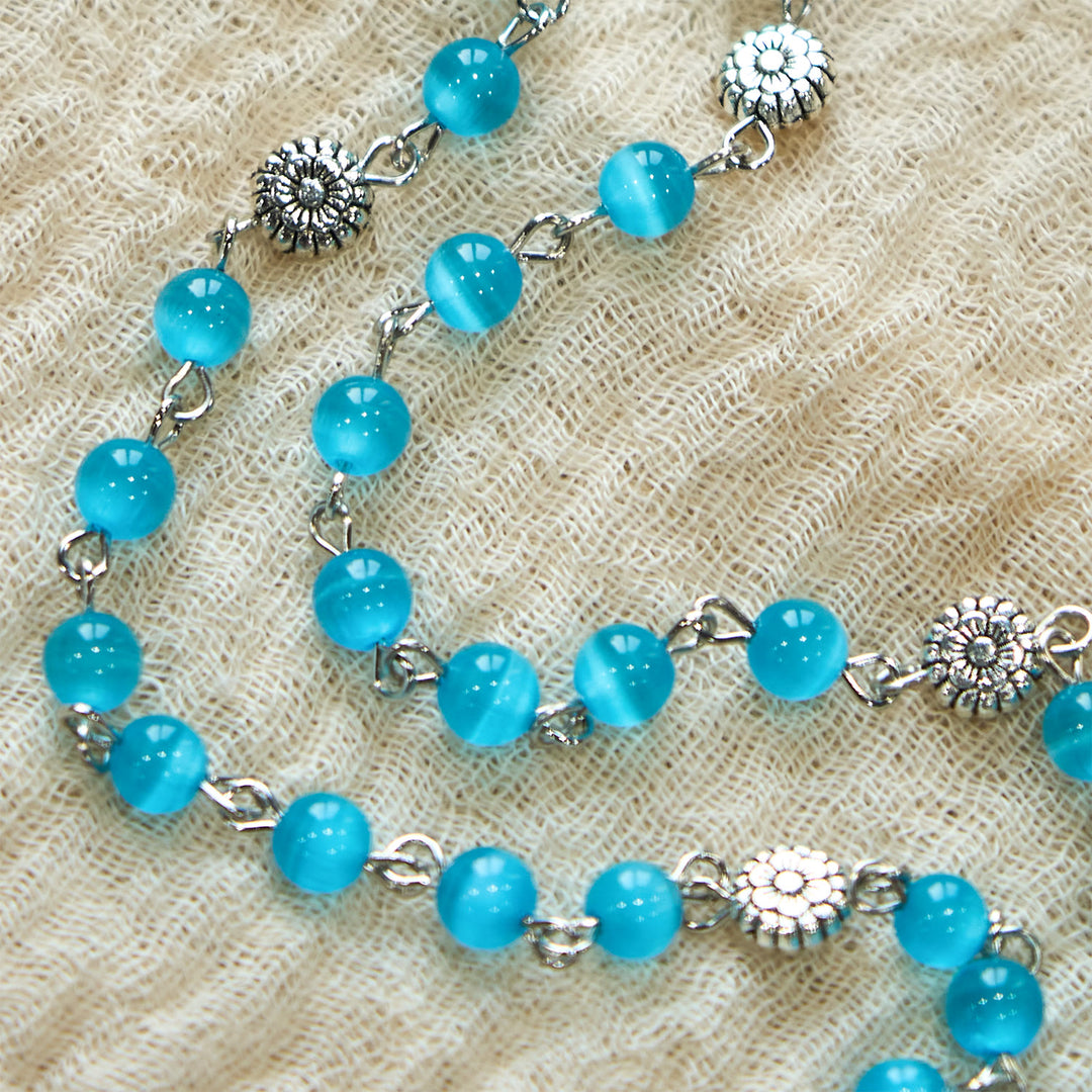 Christianartworkshop Immaculate Heart of Mary 6mm Glass Shiny Beads Lake Blue 7 Sorrows Rosary - image 6