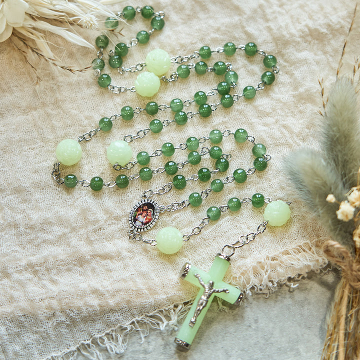 Christianartworkshop Jade & Luminous Rose Our Father Beads Glowing Faith Rosary: A Divine Companion - image 7