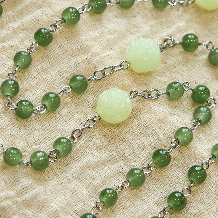 Christianartworkshop Jade & Luminous Rose Our Father Beads Glowing Faith Rosary: A Divine Companion - image 5