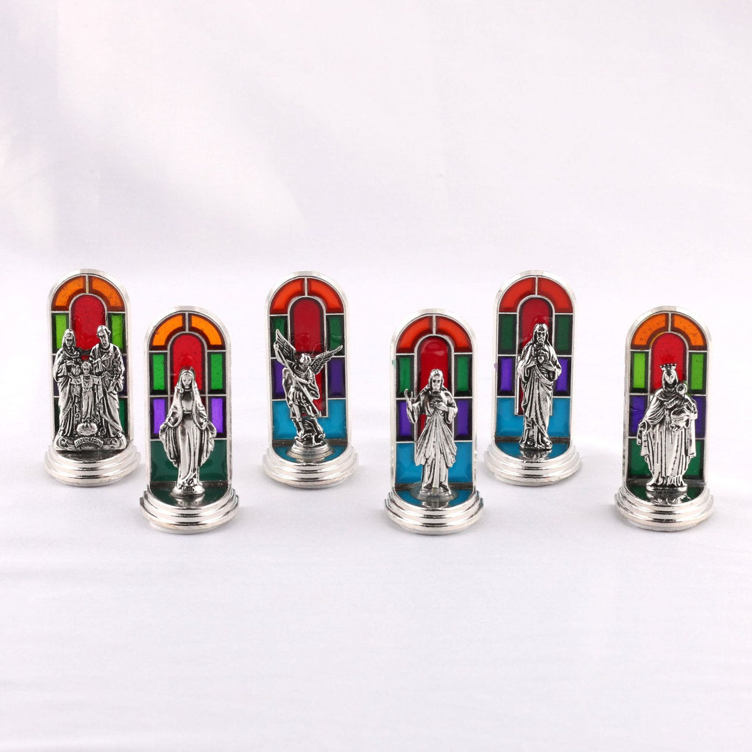 Christianartworkshop 6pcs/set Church Stained Glass Style Saint Icon Divine Grace Statue Dekstop Ornament - 6pcs/set - image 1