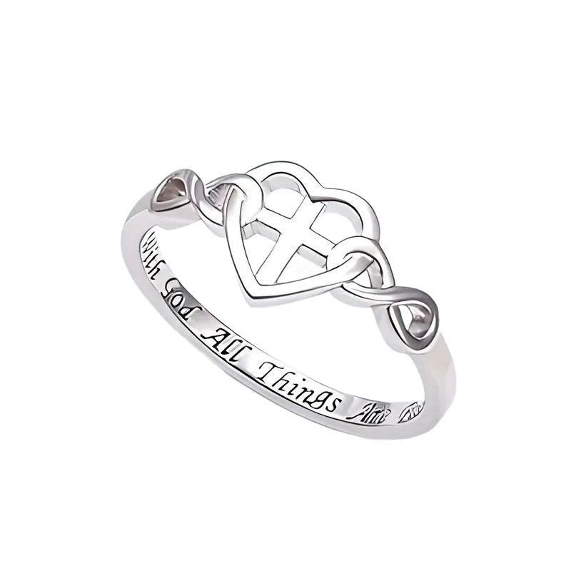 Christianartworkshop Heart Cross Faith - Bonded Ring: With God, All Things Are Possible - image 4