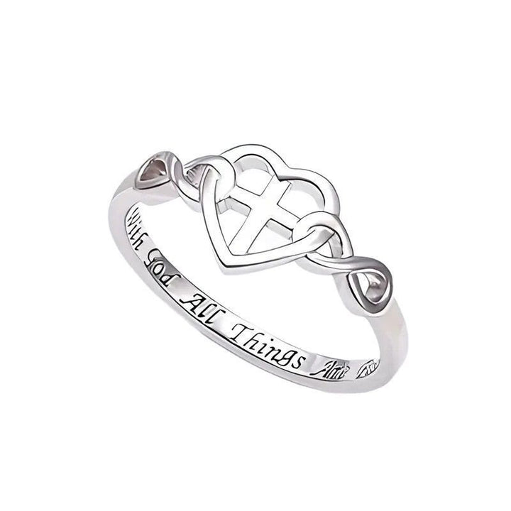 Christianartworkshop Heart Cross Faith - Bonded Ring: With God, All Things Are Possible - image 4