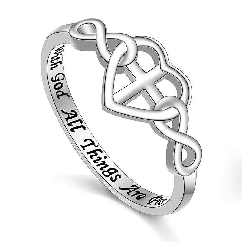 Christianartworkshop Heart Cross Faith - Bonded Ring: With God, All Things Are Possible - US10 - image 1