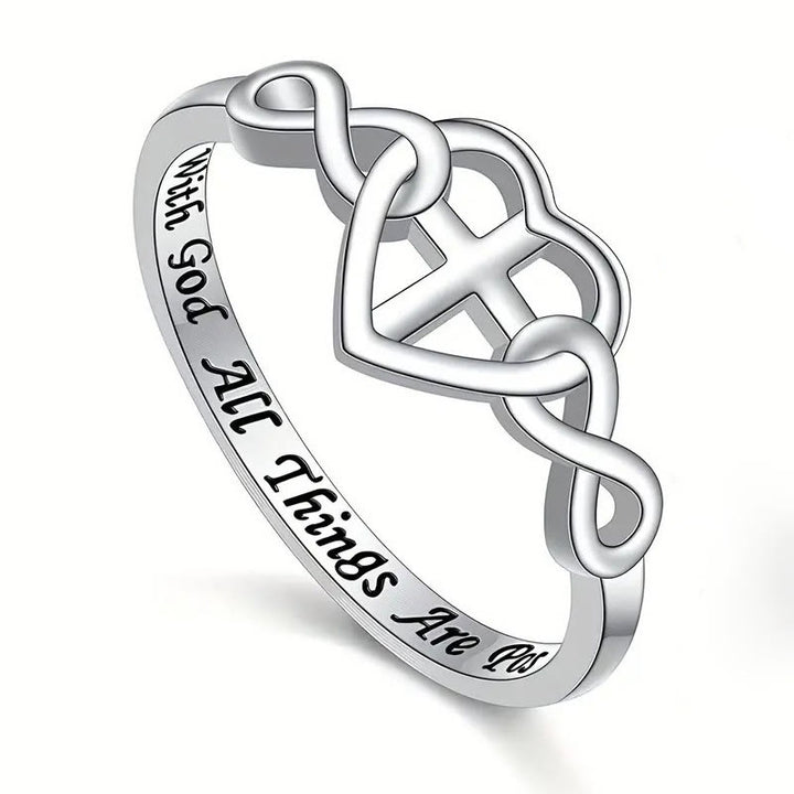 Christianartworkshop Heart Cross Faith - Bonded Ring: With God, All Things Are Possible - US10 - image 1
