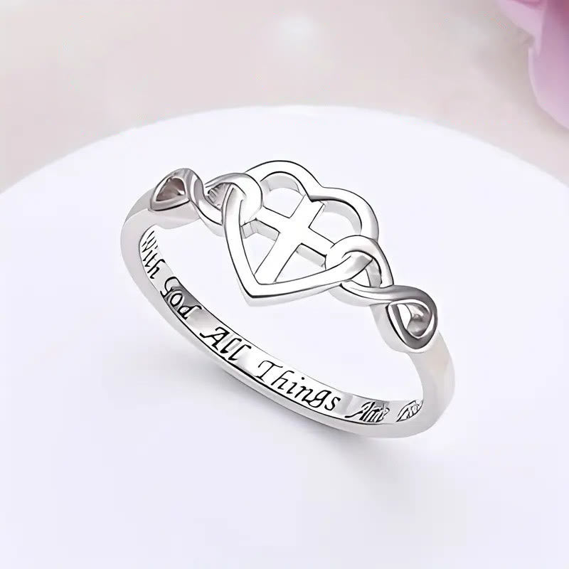 Christianartworkshop Heart Cross Faith - Bonded Ring: With God, All Things Are Possible - image 2