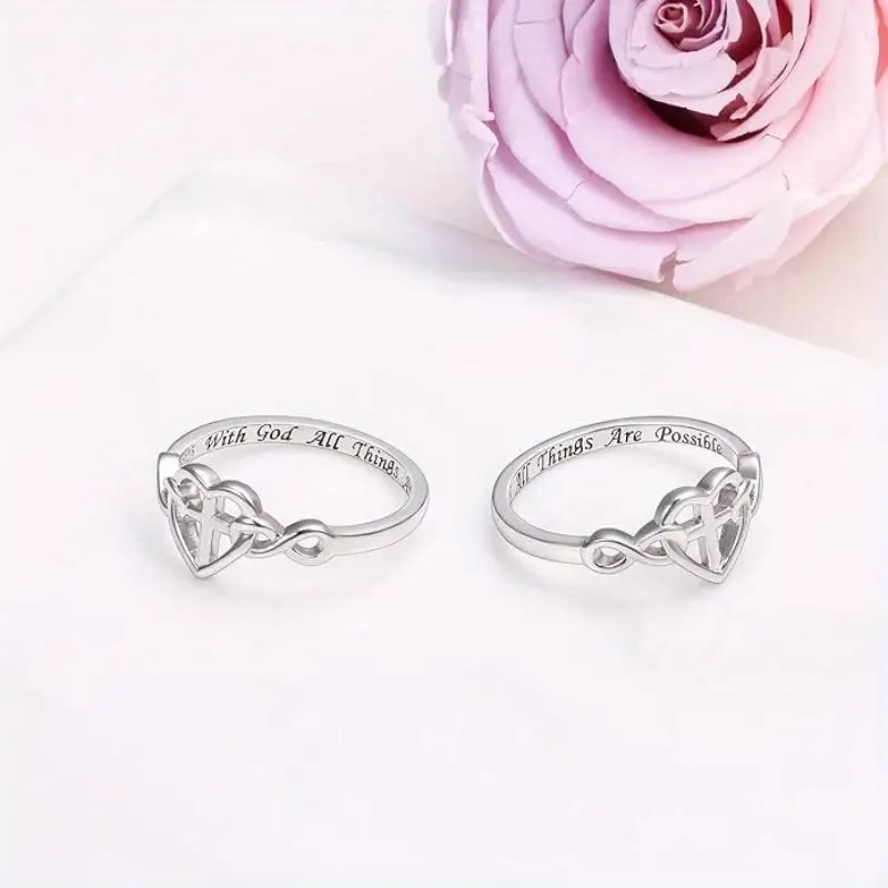 Christianartworkshop Heart Cross Faith - Bonded Ring: With God, All Things Are Possible - image 5