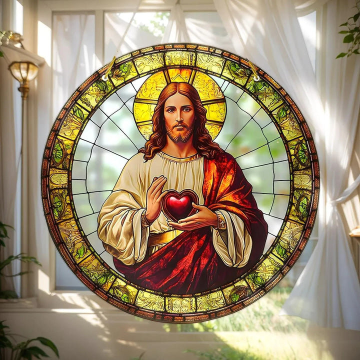 Christianartworkshop Sacred Heart of Jesus Holy Hanging Ornament: Soothing the Troubled Soul - Sacred Heart of Jesus - image 1