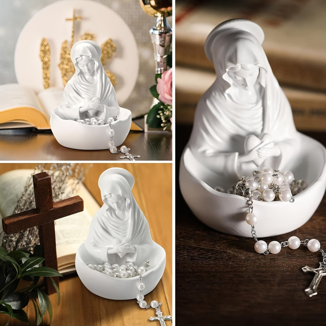 Christianartworkshop Our Lady White Resin Rosary Holder Container: Carrying the Beauty of Faith - image 3