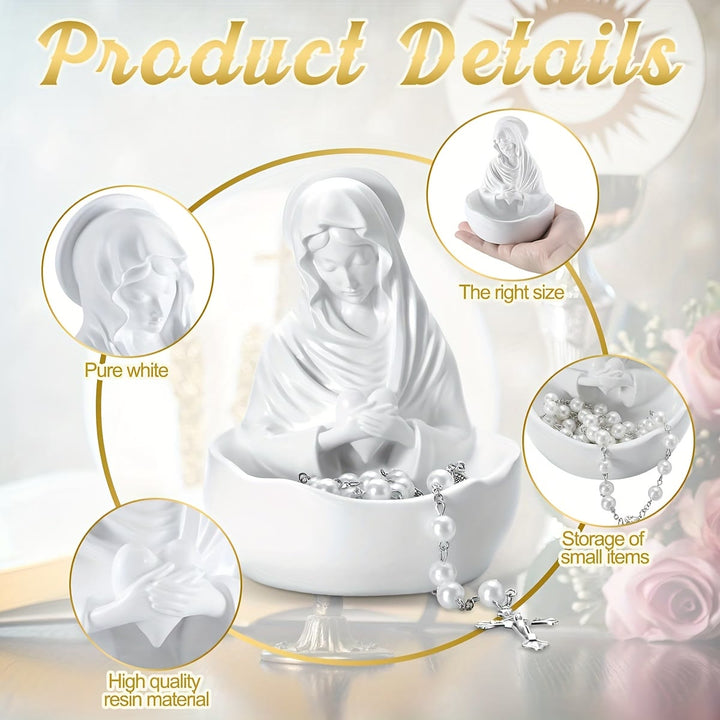 Christianartworkshop Our Lady White Resin Rosary Holder Container: Carrying the Beauty of Faith - image 6