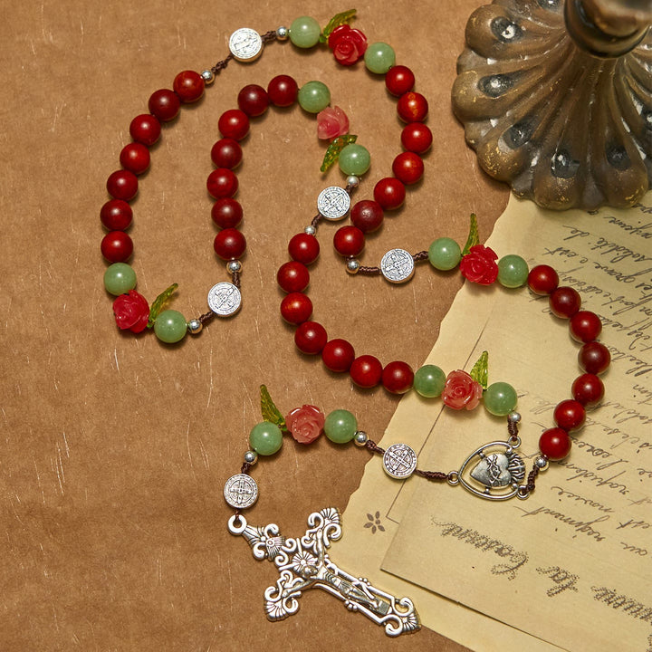 Christianartworkshop Handmade Rosary with Blood Dragon Wood Beads and Crucifix – A Symbol of Spiritual Bond and Devotion - Blood Dragon Wood Beads and Crucifix - image 1