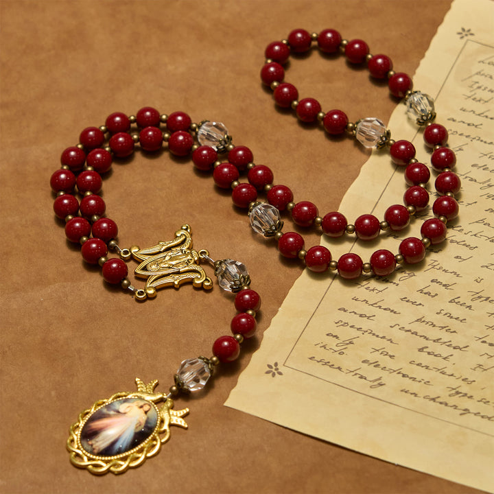 Christianartworkshop Handmade Rosary with Cinnabar Beads and Jesus Medal – A Divine Emblem of Faith's Devotion - image 3