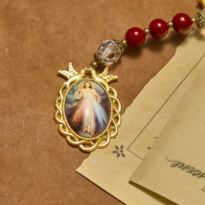 Christianartworkshop Handmade Rosary with Cinnabar Beads and Jesus Medal – A Divine Emblem of Faith's Devotion - image 7