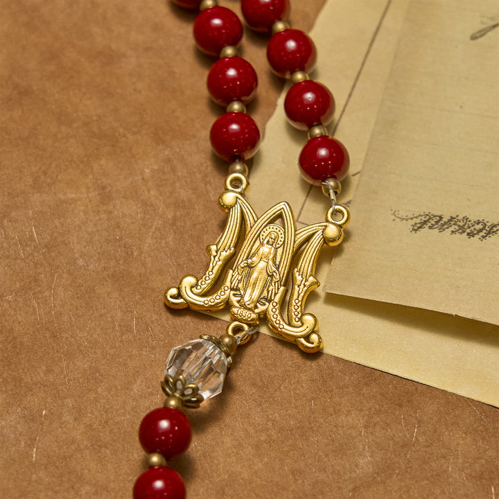 Christianartworkshop Handmade Rosary with Cinnabar Beads and Jesus Medal – A Divine Emblem of Faith's Devotion - image 6