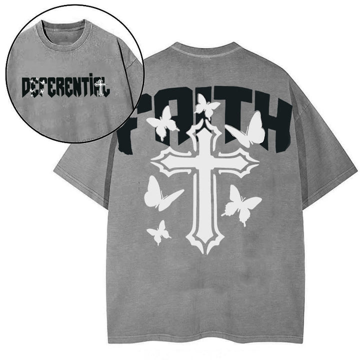 Christianartworkshop "FAITH" Short Sleeve T-shirt - Grey - 2XL - image 11