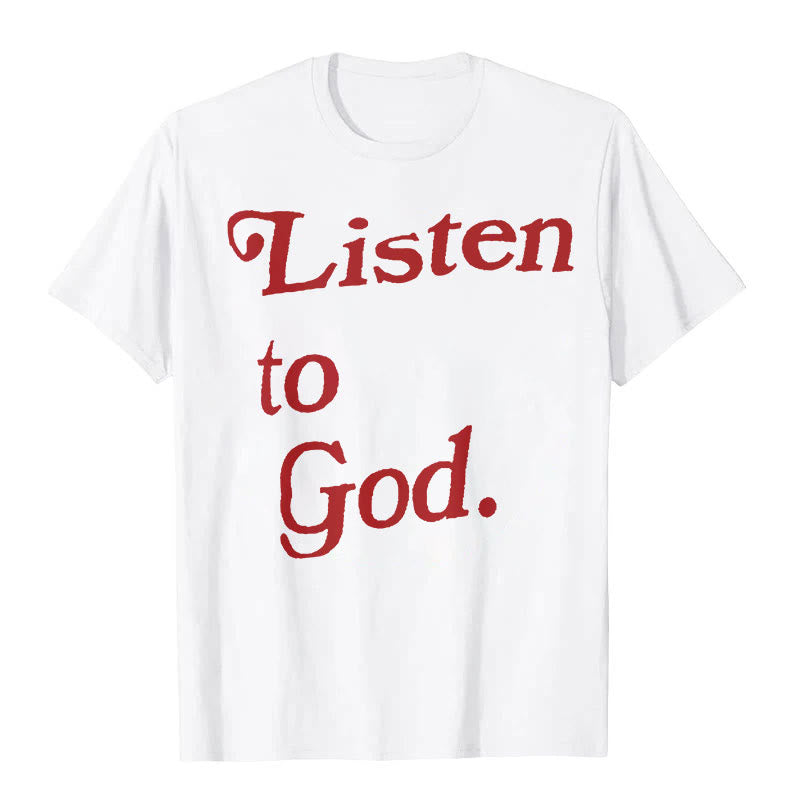 Christianartworkshop "Listen to God" T-shirt - White - 2XL - image 1