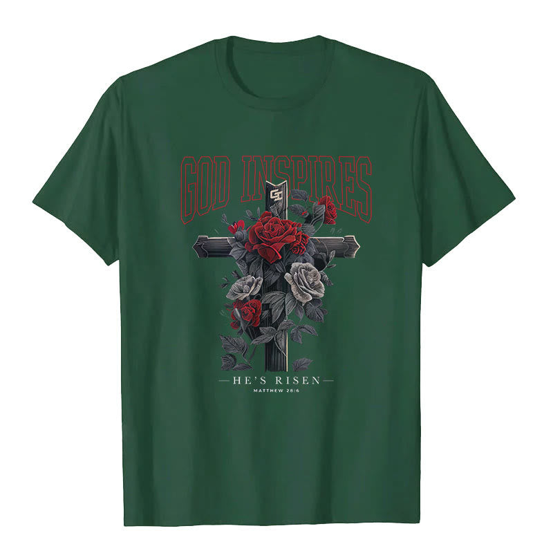 Christianartworkshop "GOD INSPIRES" T-shirt - Dark Green - 2XL - image 7