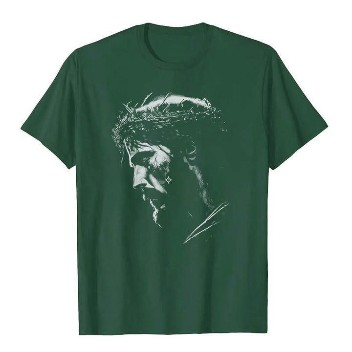 Christianartworkshop Jesus Crown of Thorns T-shirt - Dark Green - 2XL - image 2