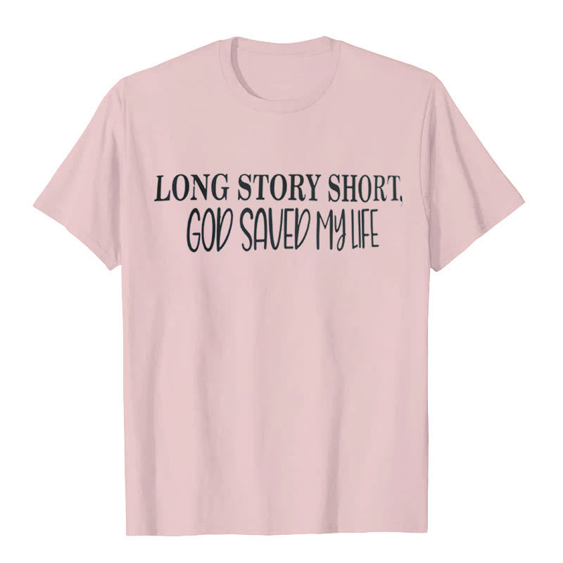 Christianartworkshop "LONG STORY SHORT, GOD SAVED MY LIFE" T-shirt - Pink - 2XL - image 5