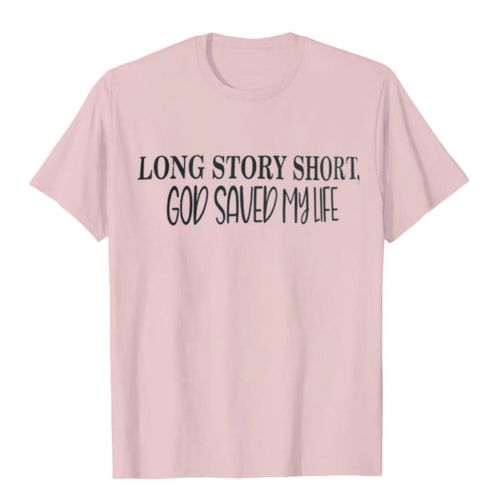 Christianartworkshop "LONG STORY SHORT, GOD SAVED MY LIFE" T-shirt - Pink - 2XL - image 5