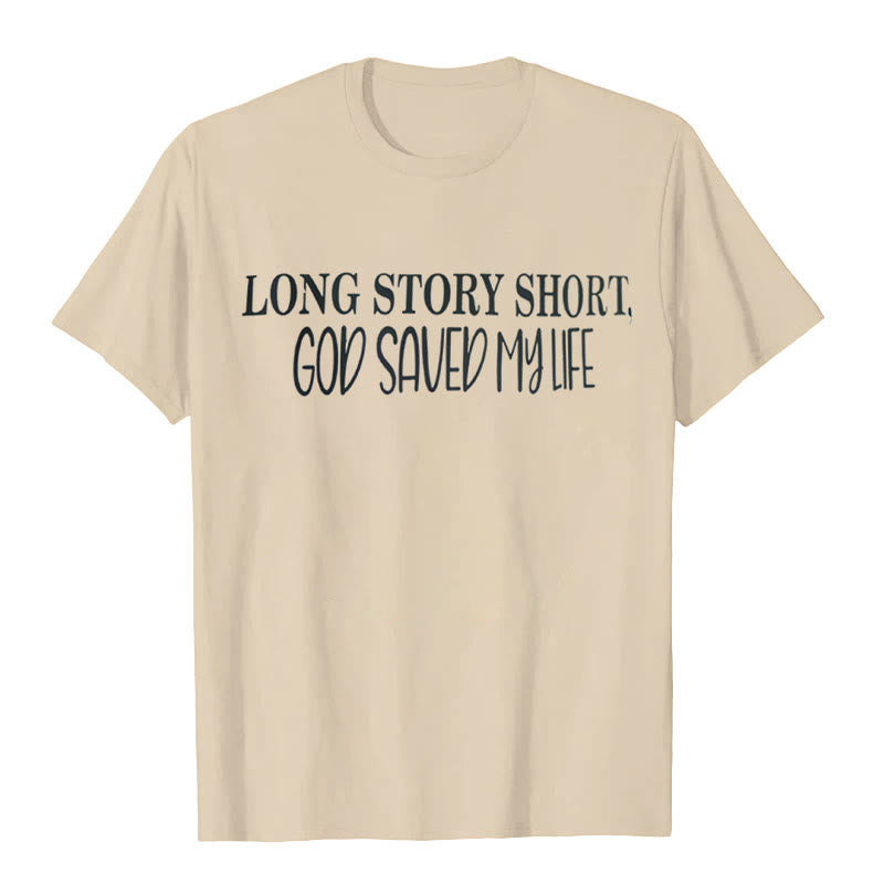 Christianartworkshop "LONG STORY SHORT, GOD SAVED MY LIFE" T-shirt - Beige - 2XL - image 3