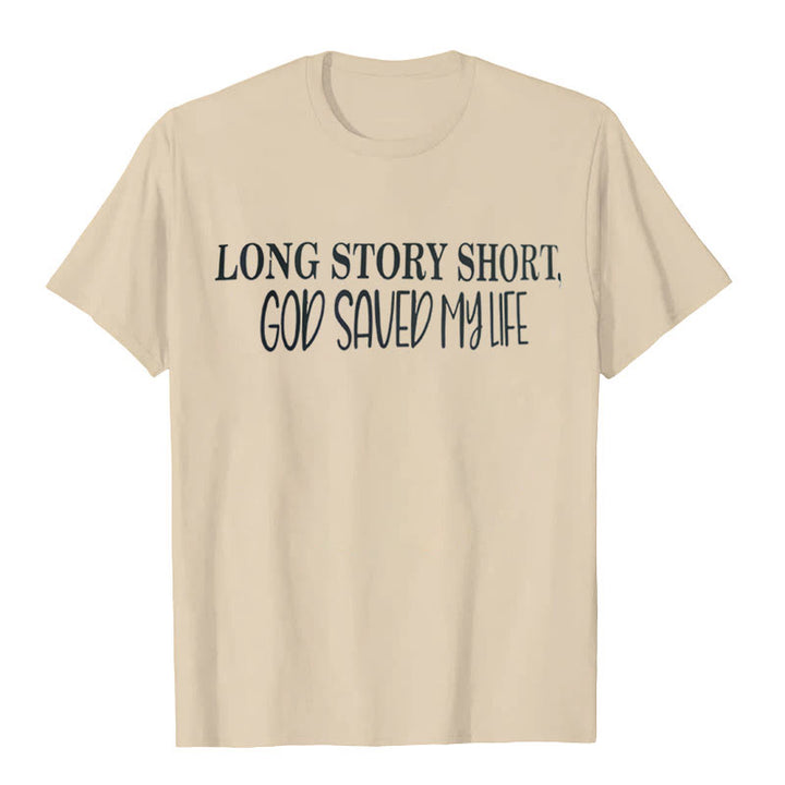 Christianartworkshop "LONG STORY SHORT, GOD SAVED MY LIFE" T-shirt - Beige - 2XL - image 3
