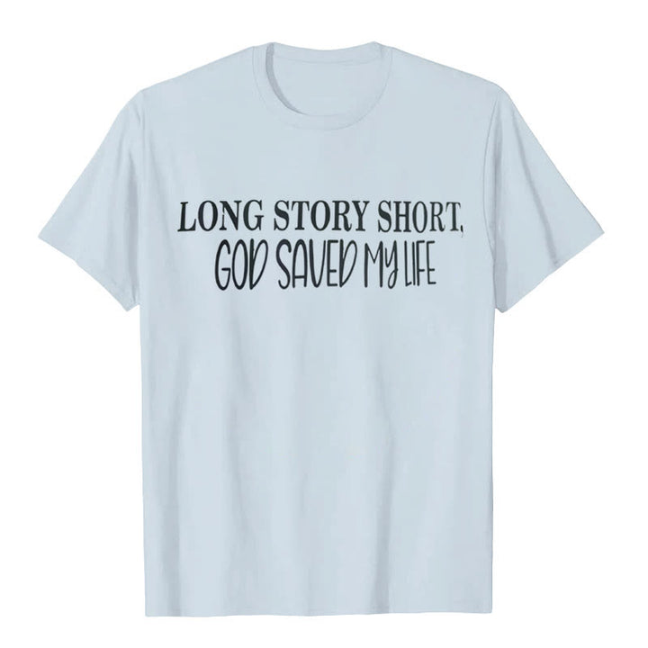 Christianartworkshop "LONG STORY SHORT, GOD SAVED MY LIFE" T-shirt - Blue - 2XL - image 4