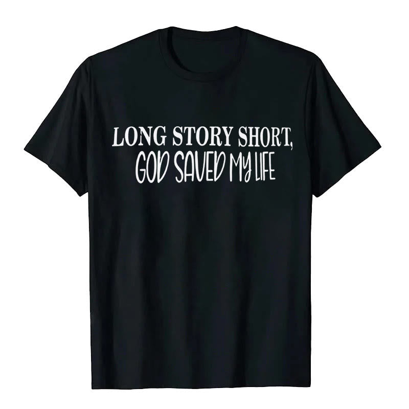 Christianartworkshop "LONG STORY SHORT, GOD SAVED MY LIFE" T-shirt - Black - 2XL - image 2