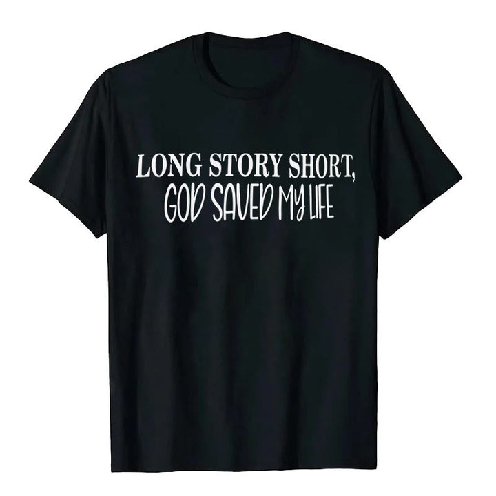 Christianartworkshop "LONG STORY SHORT, GOD SAVED MY LIFE" T-shirt - Black - 2XL - image 2